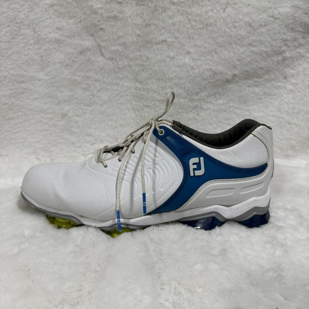 FootJoy Tour-S Golf Shoes White Blue Spiked Golf Shoes Men's Size 8.5M 55301 - Picture 3 of 12